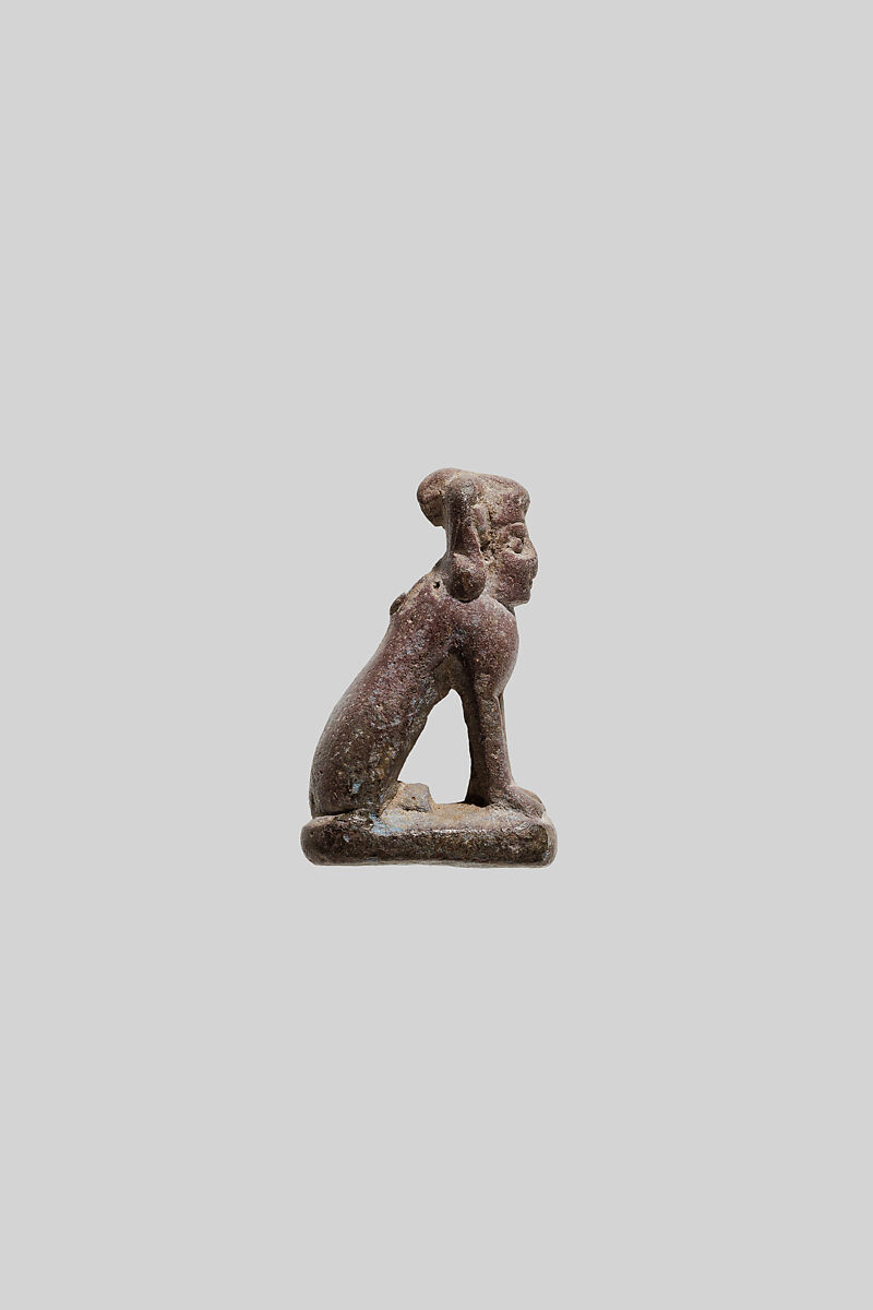 Human-headed cat, Faience