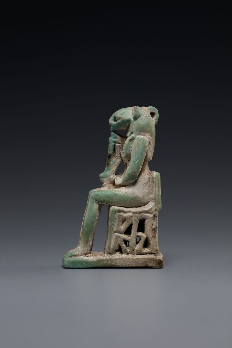 Bastet Amulet, Glazed faience
