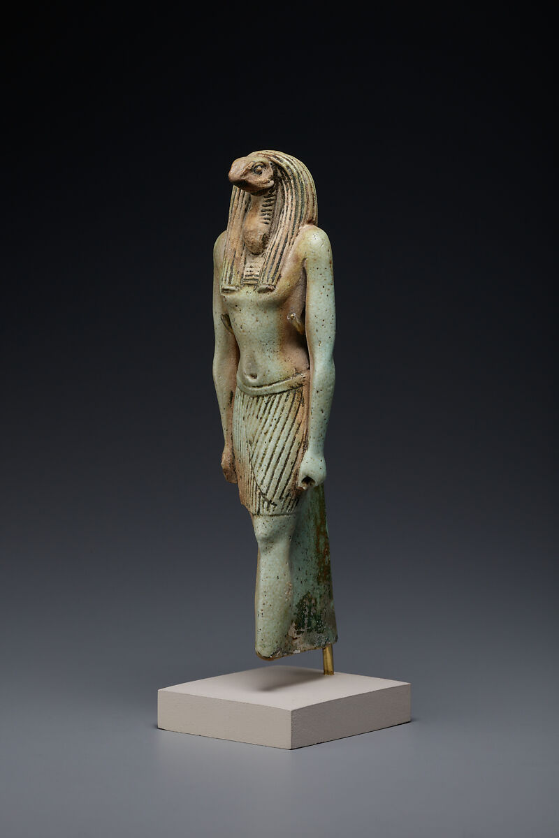 Statuette of a snake-headed deity, Faience