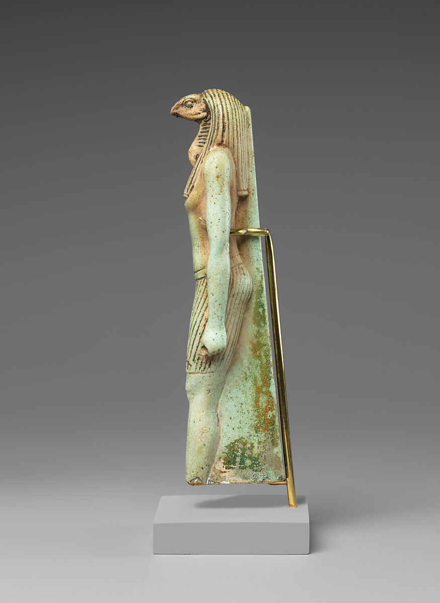 Statuette of a snake-headed deity, Faience