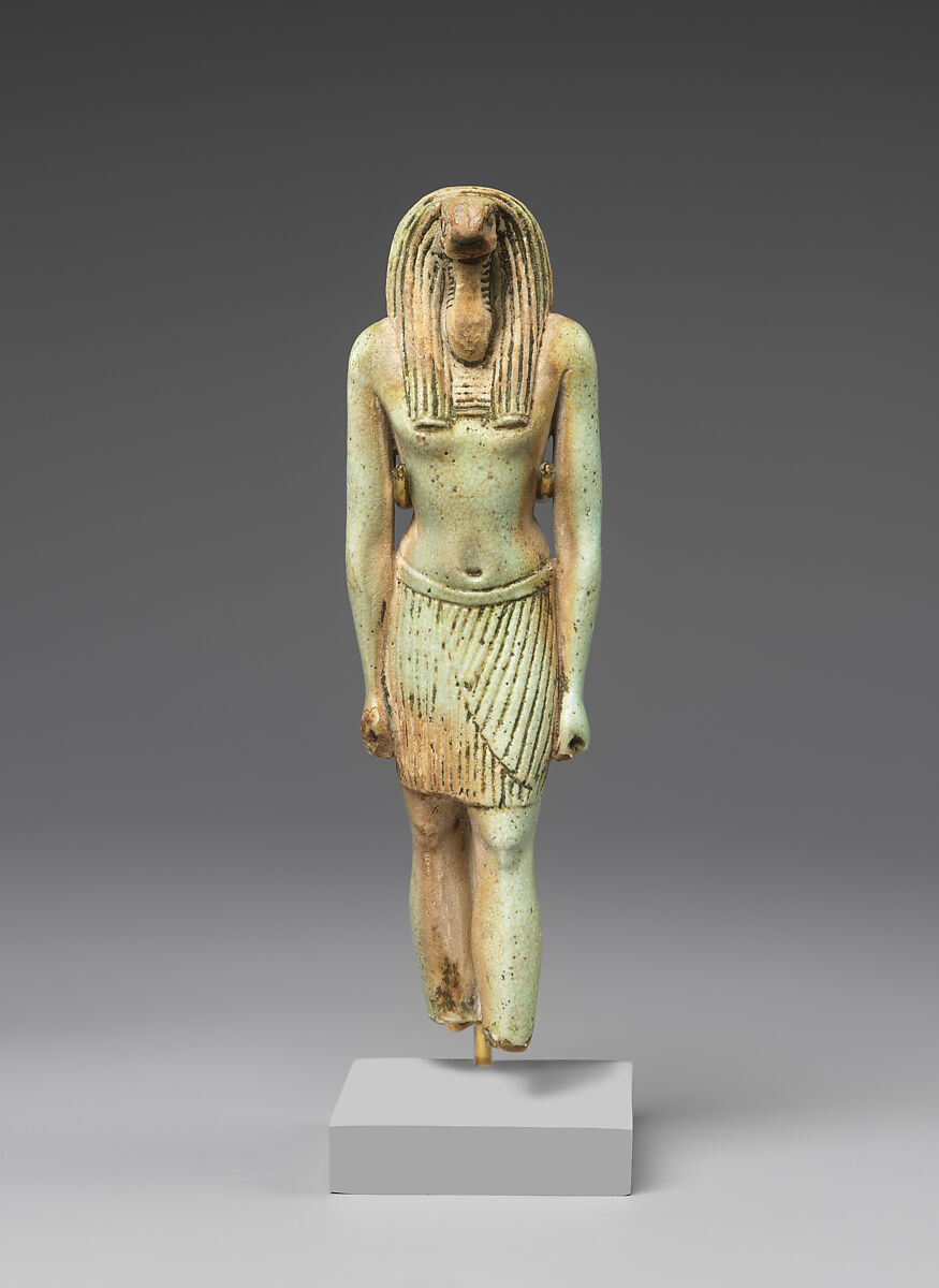 Statuette of a snake-headed deity, Faience