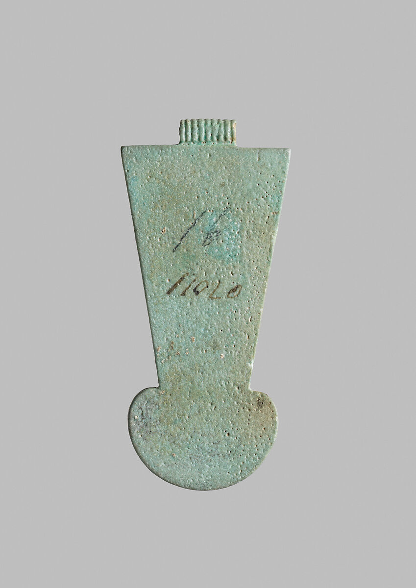 Menat Counterpoise inscribed beloved of Sakhmet the Great, Beloved of Ptah, Green faience