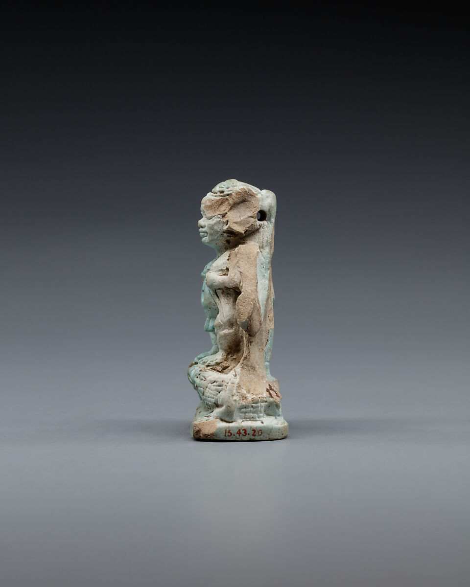 Amulet, Ptah on crocodiles, Faience