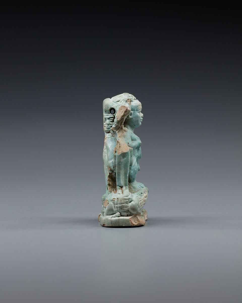 Amulet, Ptah on crocodiles, Faience
