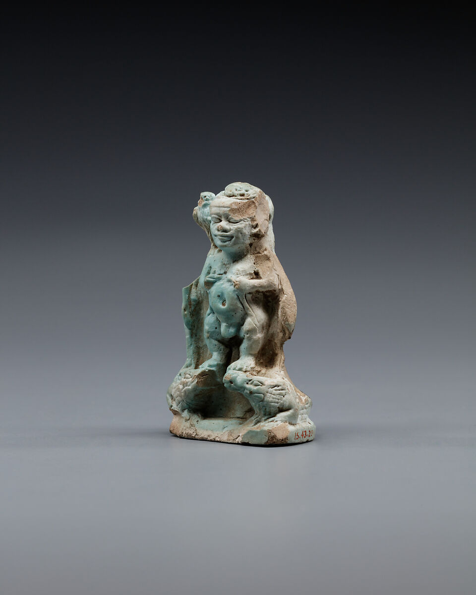 Amulet, Ptah on crocodiles, Faience