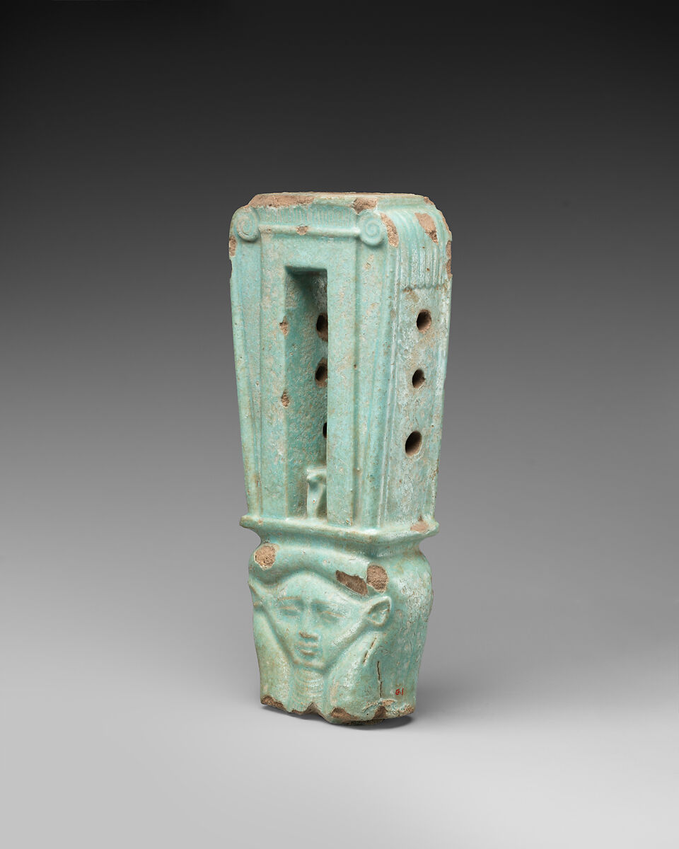 Top of sistrum, Light blue faience