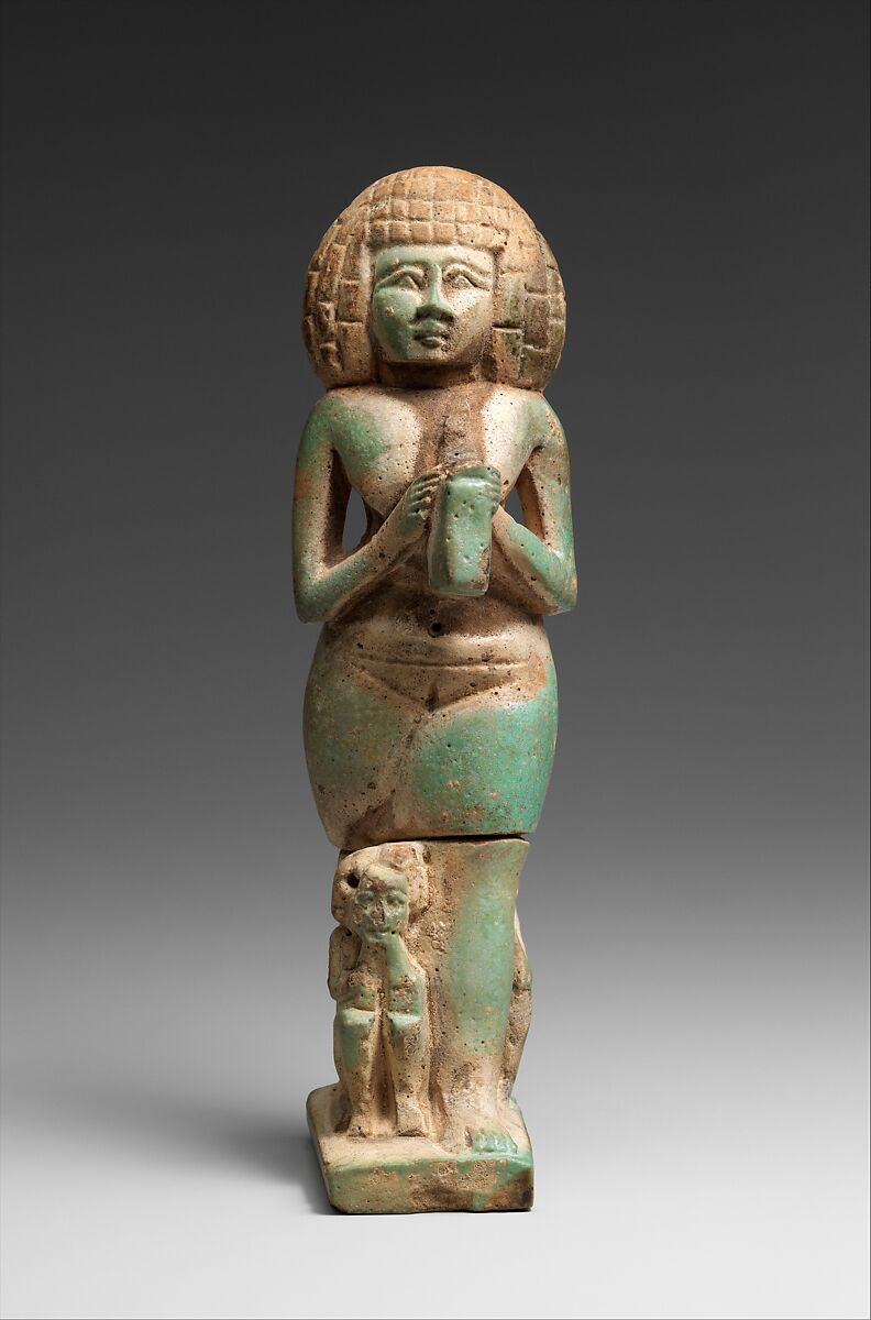 Woman with a lyre, Faience 