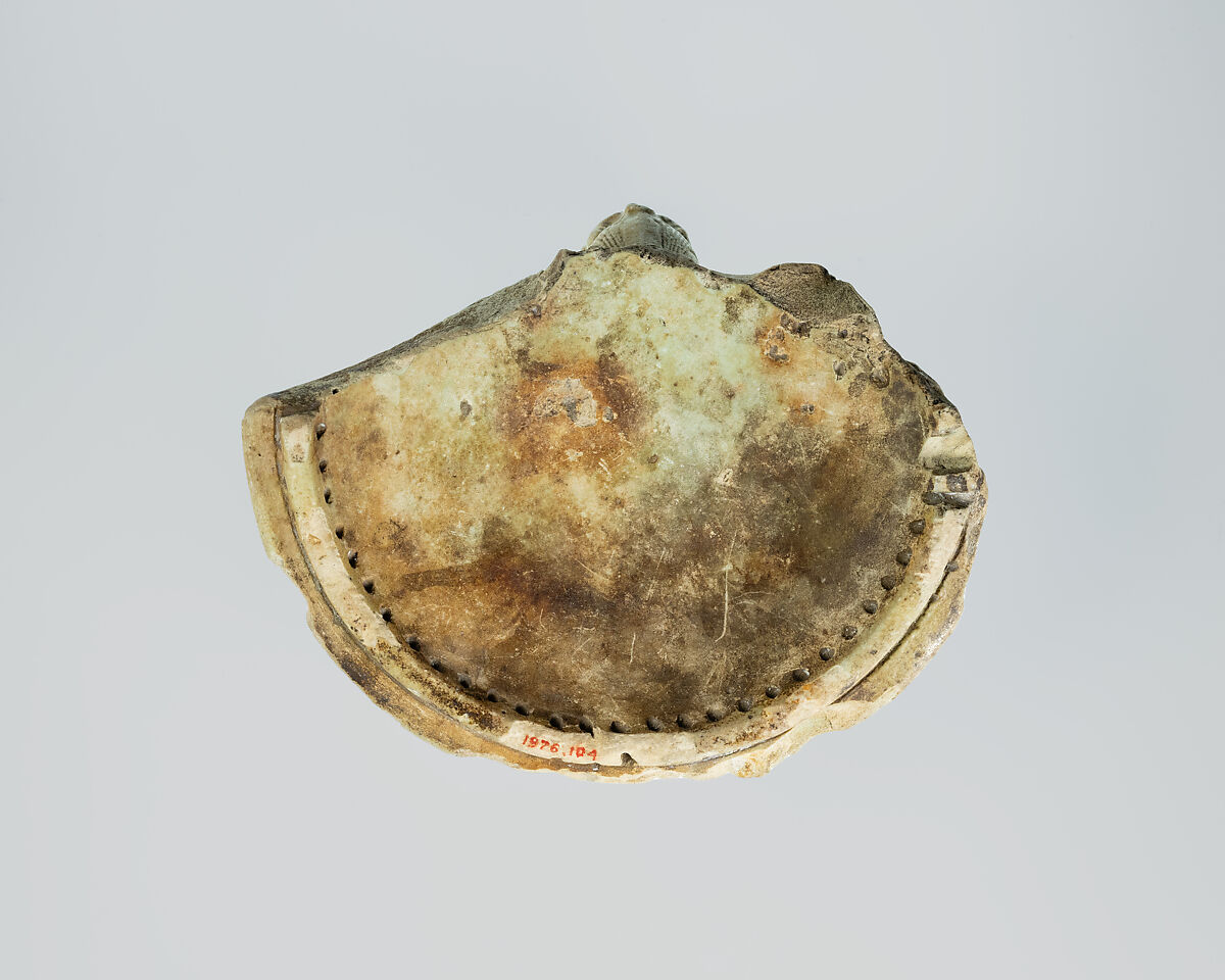 Lid fragment in form of a falcon's head, Faience