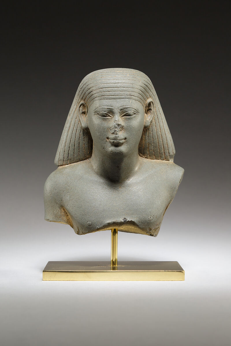Bust of an Administrator of the Domain of Neith, Gray/green schist 
