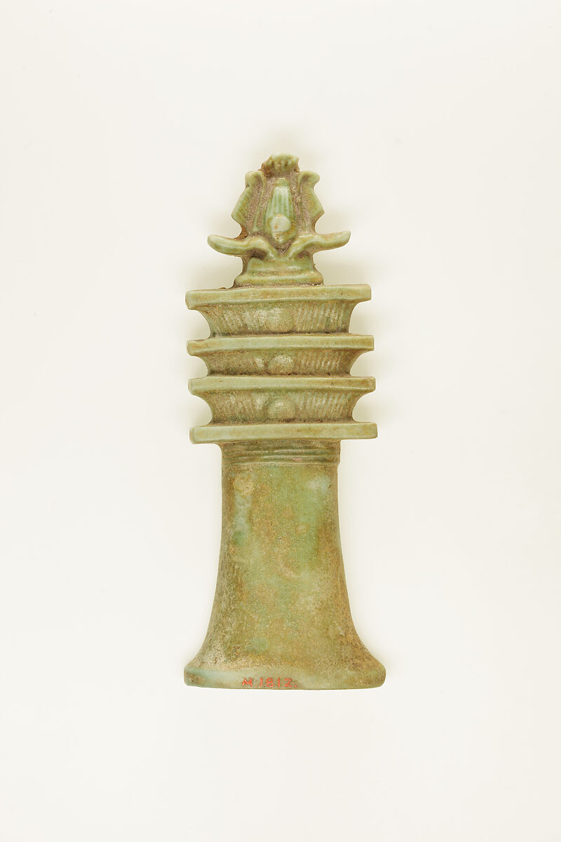 Djed pillar Amulet, Faience 