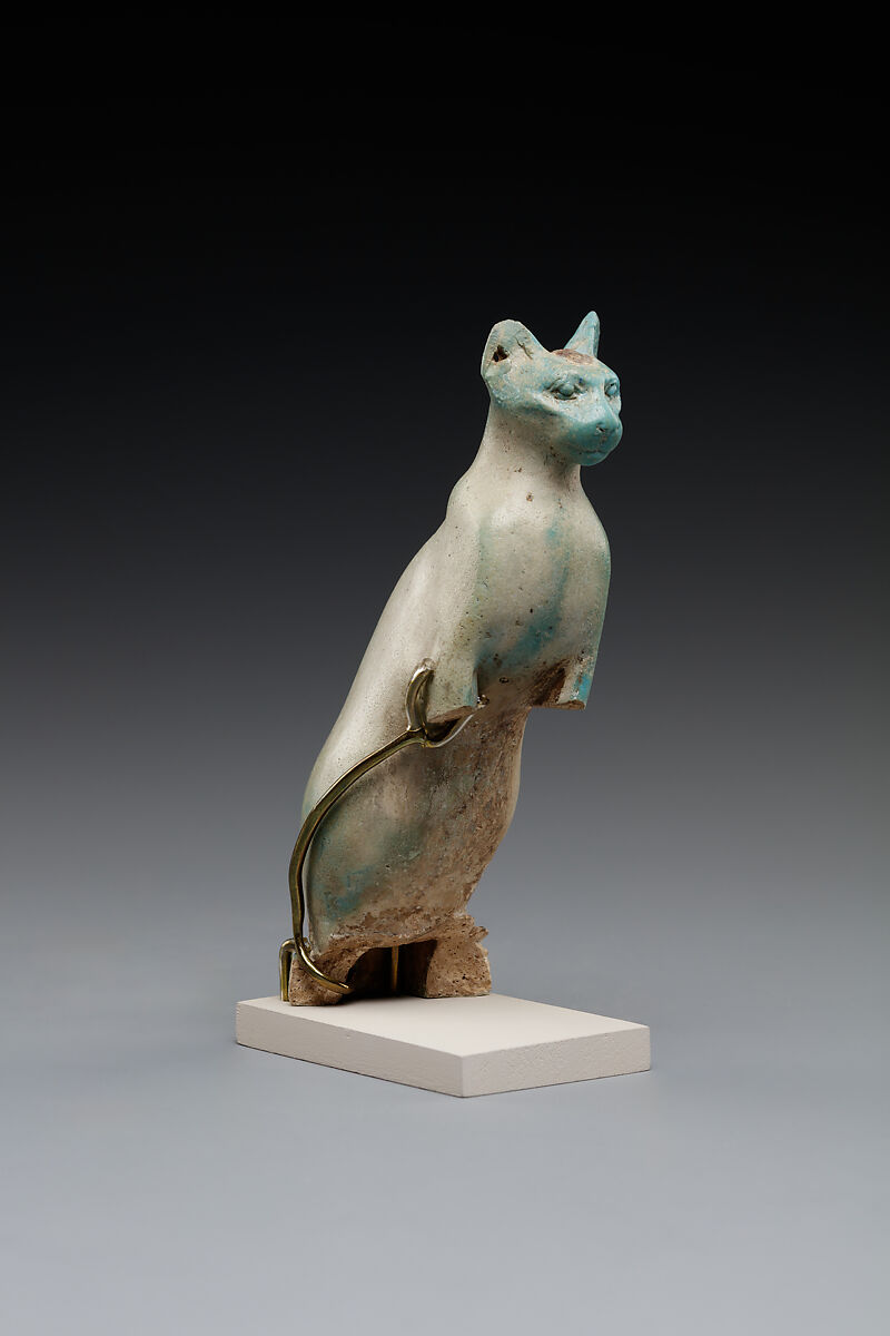 Cat amulet, Faience