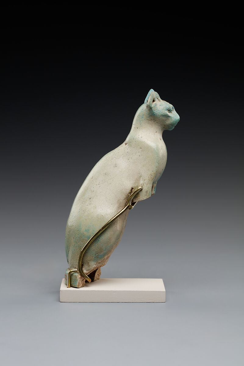 Cat amulet, Faience