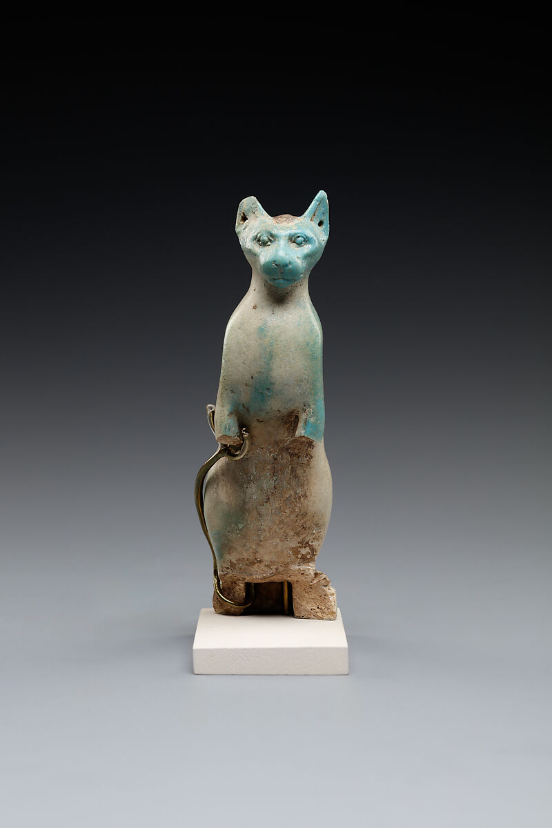 Cat amulet, Faience