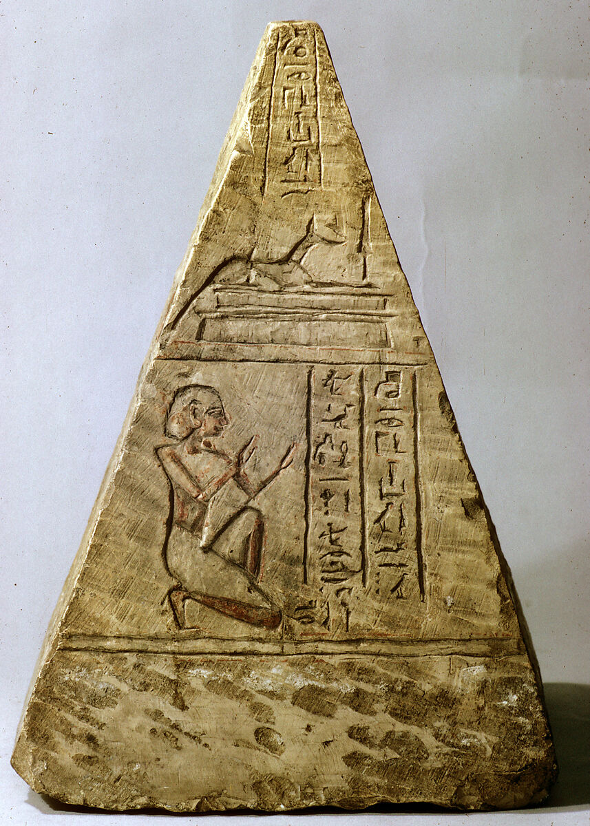 Pyramidion of Iufaa, Limestone, paint