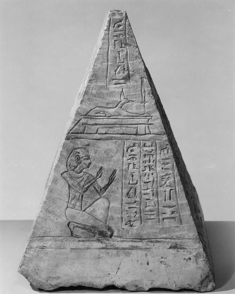 Pyramidion of Iufaa, Limestone, paint