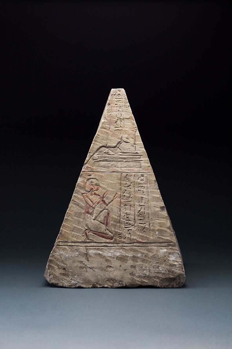 Pyramidion of Iufaa, Limestone, paint