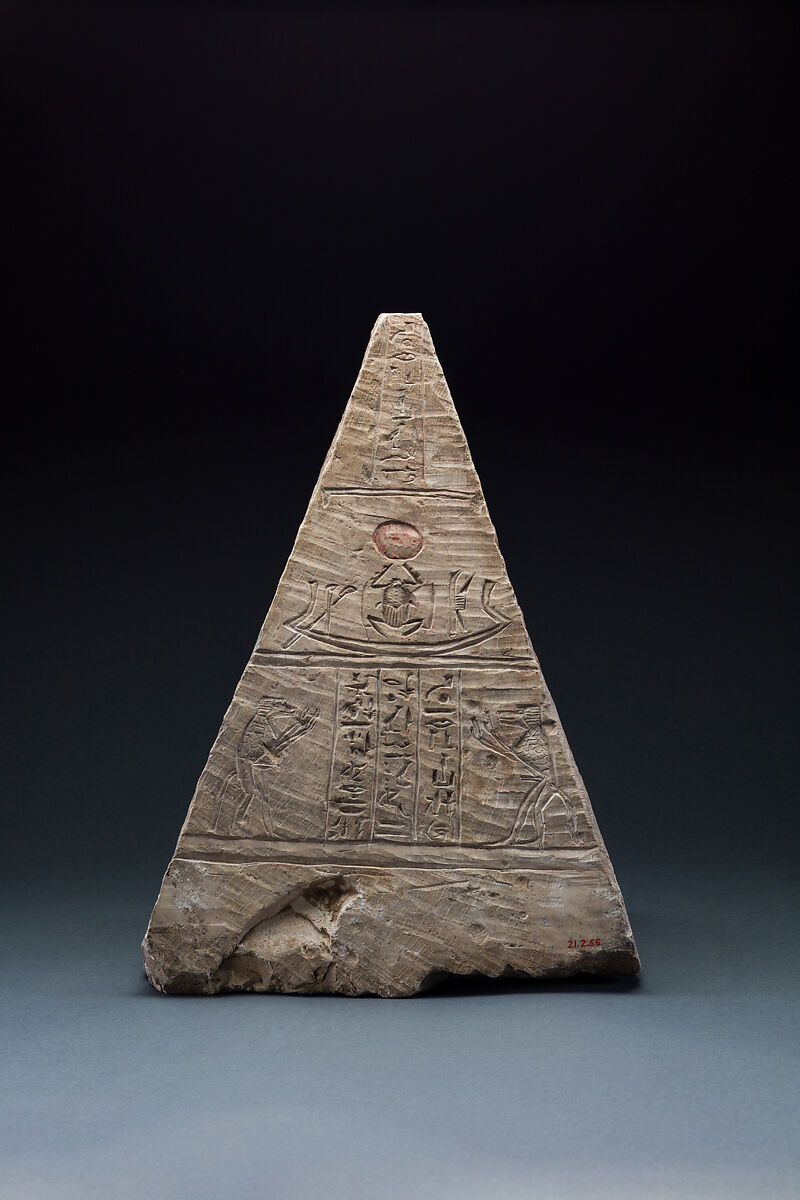 Pyramidion of Iufaa, Limestone, paint 