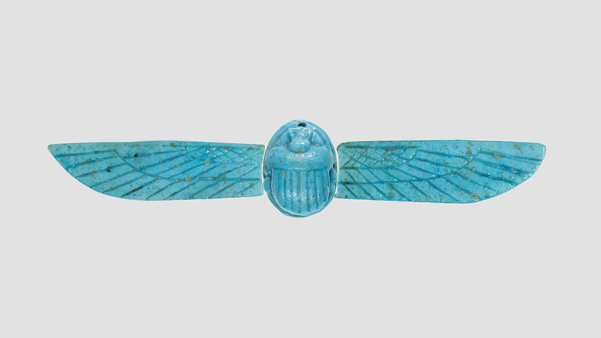 Winged Scarab Amulet, Faience 