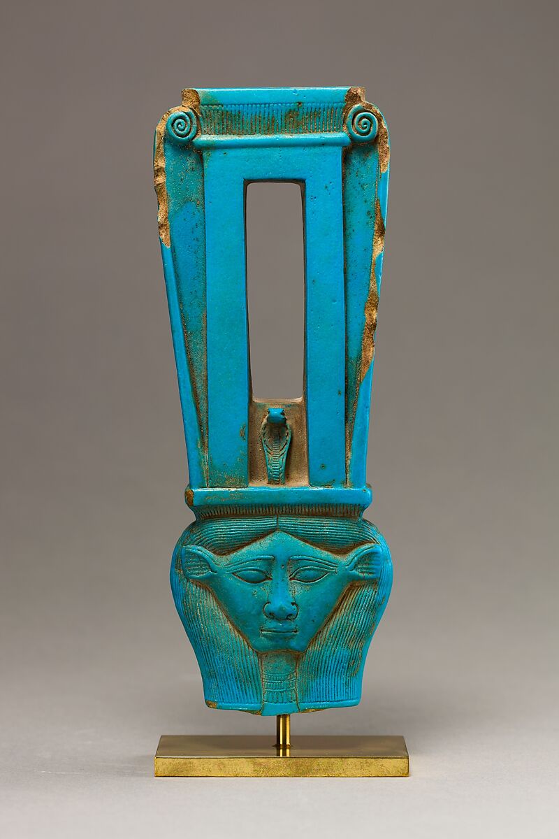 Upper part of a naos sistrum, Faience