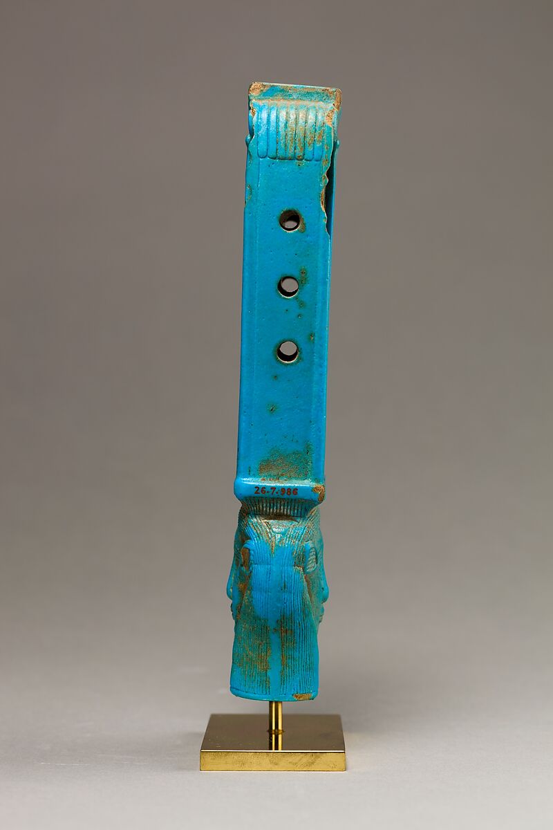 Upper part of a naos sistrum, Faience