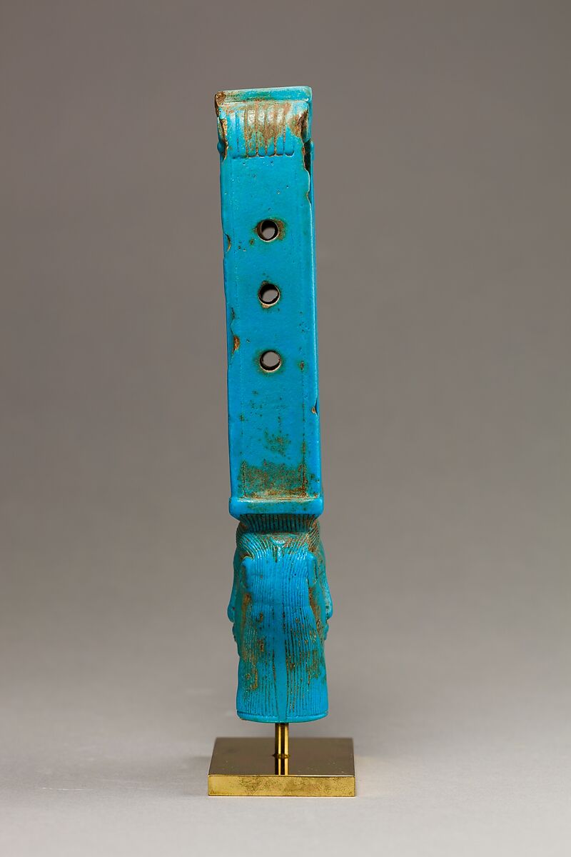 Upper part of a naos sistrum, Faience