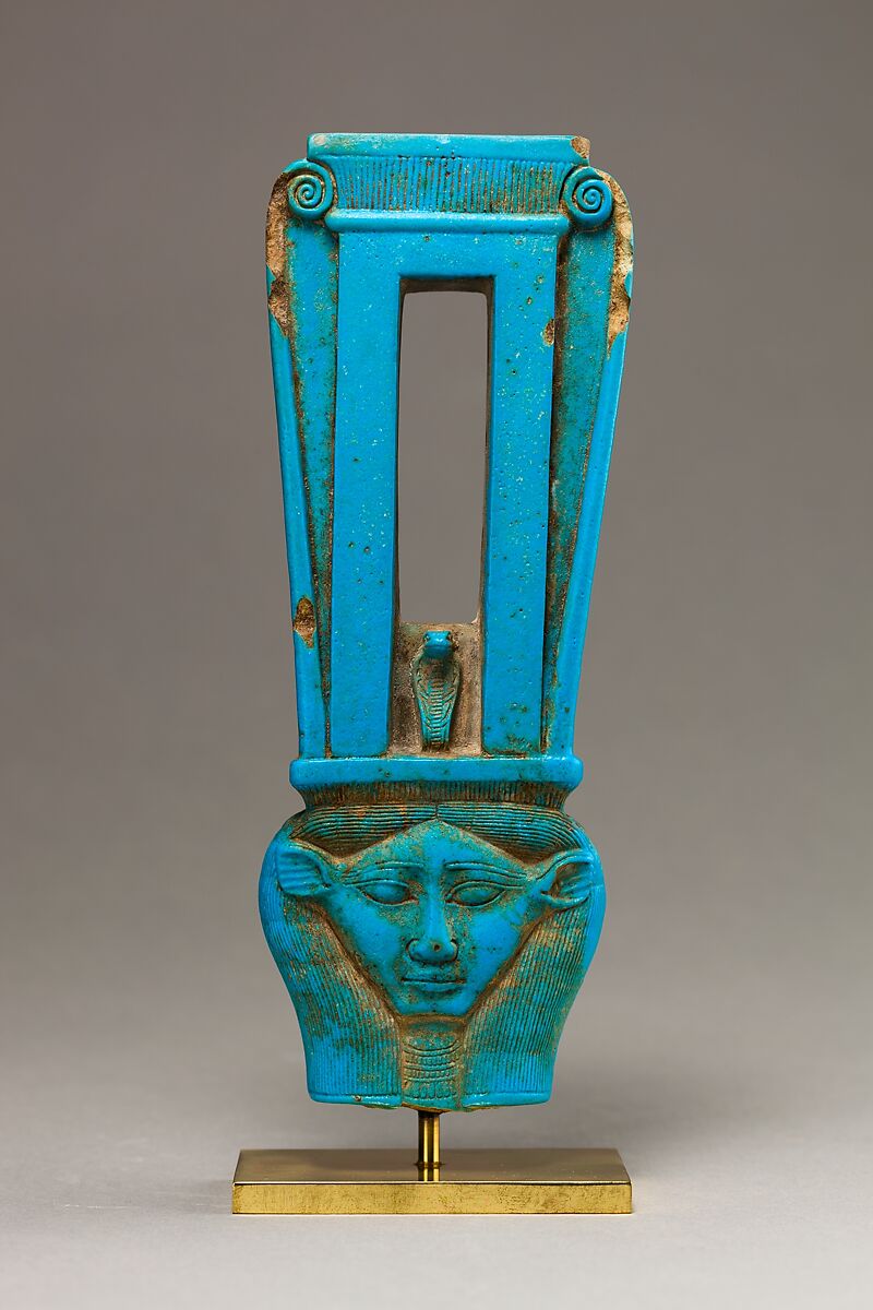 Upper part of a naos sistrum, Faience