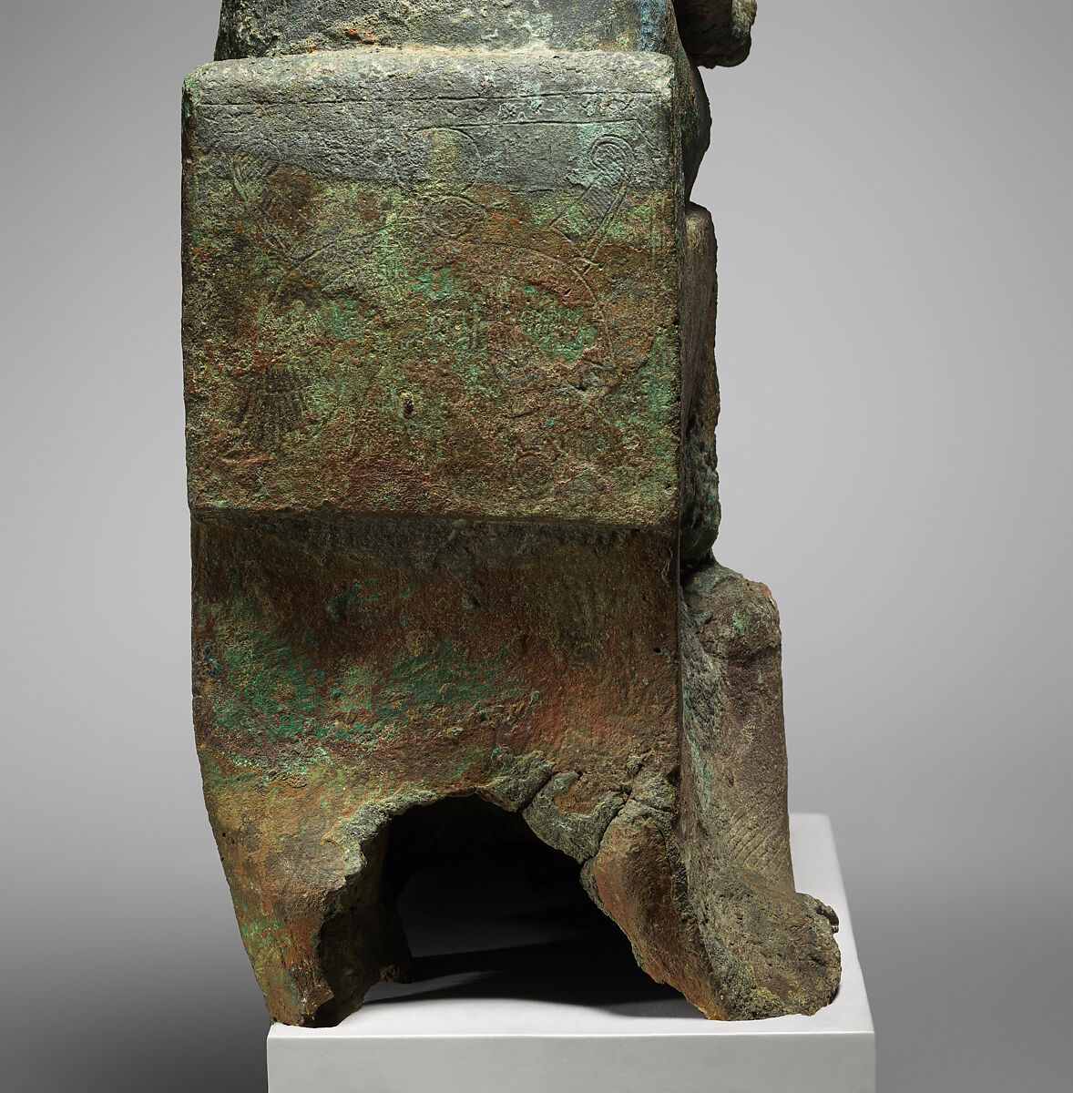 Statue of lion-headed Wadjet inscribed for Minirdis, son of Panehsy and of Aarwt(?) whose parents are Horwedja and Nitocris, Leaded bronze