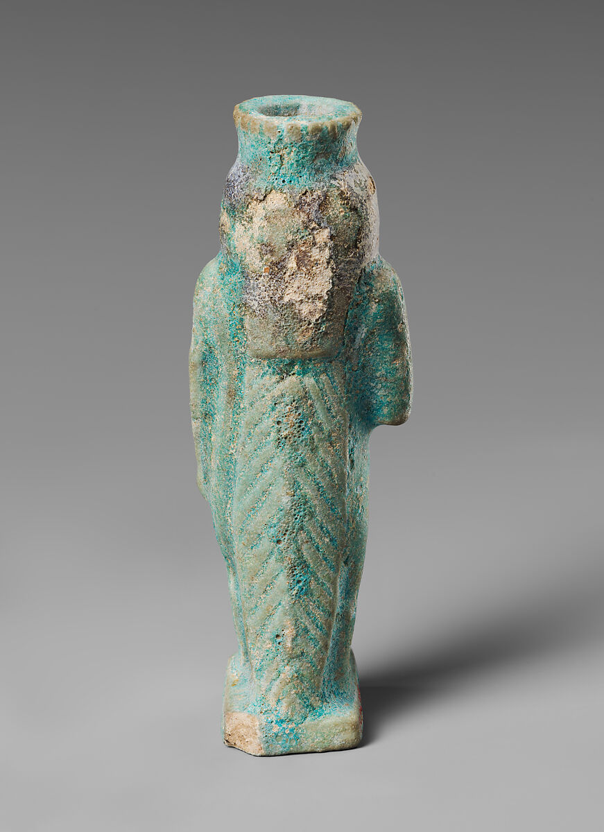 Vessel in the form of a hippo goddess, Faience