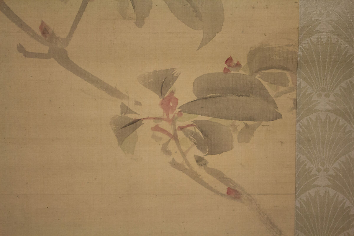 Bird on a Branch, Attributed to Shiokawa Bunrin (Japanese, 1808–1877), Hanging scroll; ink and color on silk, Japan