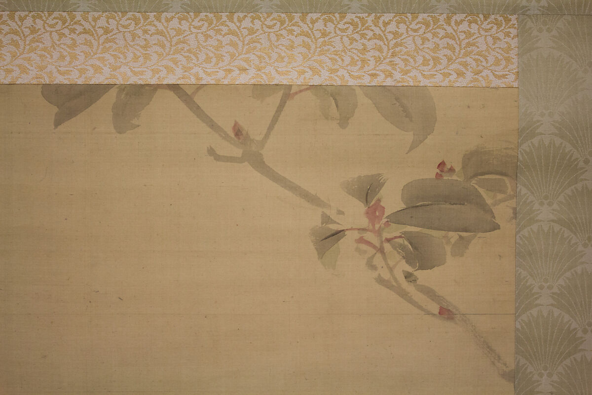 Bird on a Branch, Attributed to Shiokawa Bunrin (Japanese, 1808–1877), Hanging scroll; ink and color on silk, Japan