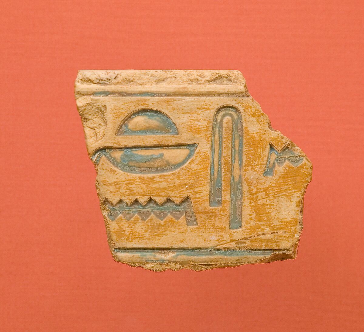 Inscribed relief fragment from the shrine of a royal woman within the temple of Mentuhotep II, Limestone, paint 