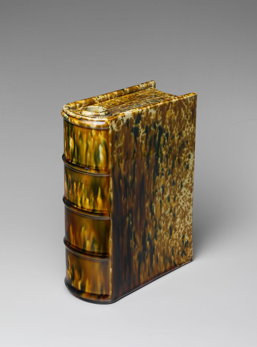 Flask, Probably United States Pottery Company (1852–58), Mottled brown earthenware, American 