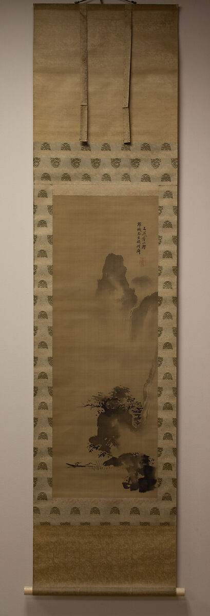 River Gorge with Waterfall, Attributed to Tani Bunchō (Japanese, 1763–1840), Hanging scroll; ink on silk, Japan