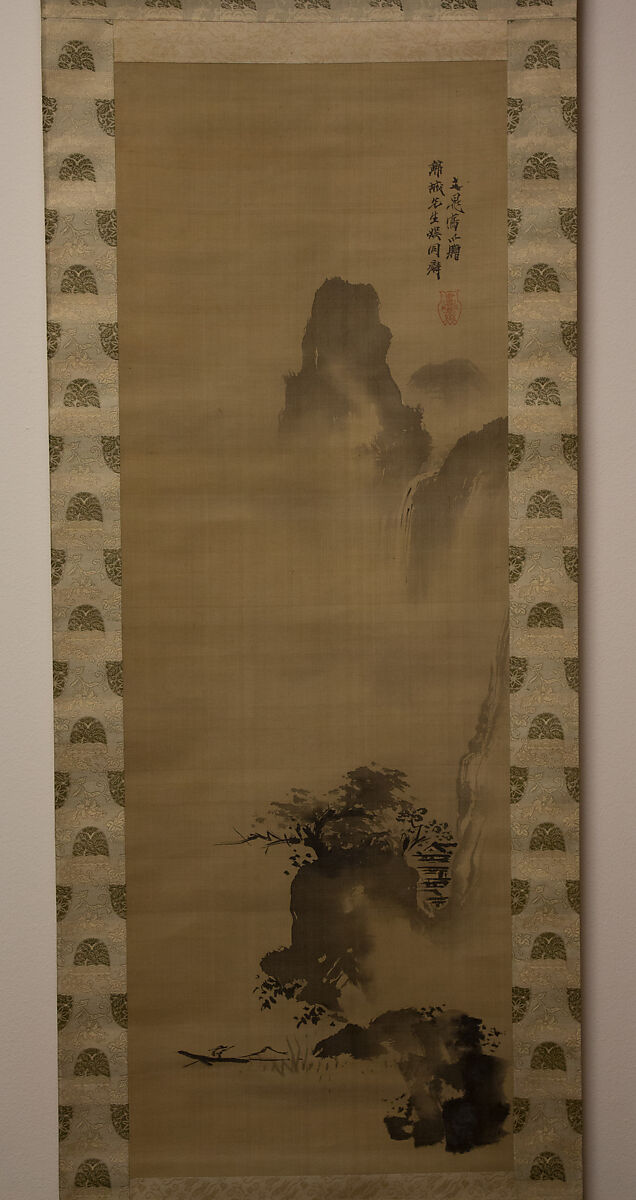 River Gorge with Waterfall, Attributed to Tani Bunchō (Japanese, 1763–1840), Hanging scroll; ink on silk, Japan 