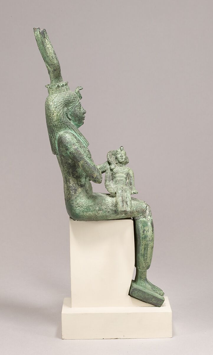 Statuette, Isis, Horus, Bronze or copper alloy