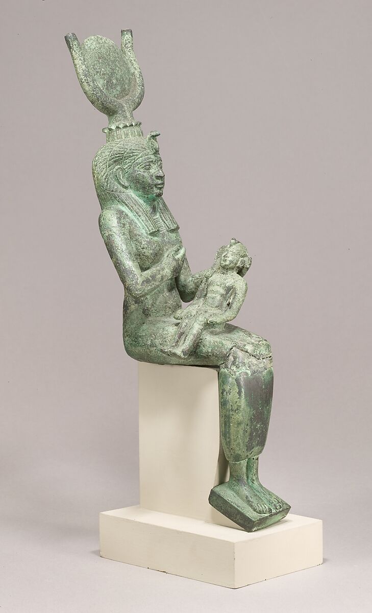 Statuette, Isis, Horus, Bronze or copper alloy