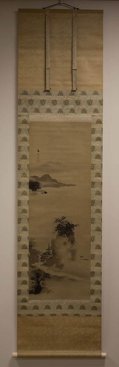 River Gorge with Waterfall, Attributed to Tani Bunchō (Japanese, 1763–1840), Hanging scroll; ink on silk, Japan