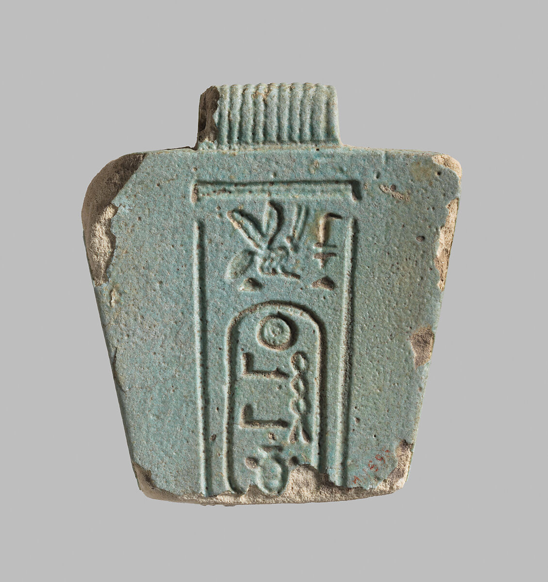 Menat fragment, Apries, Glazed limestone 