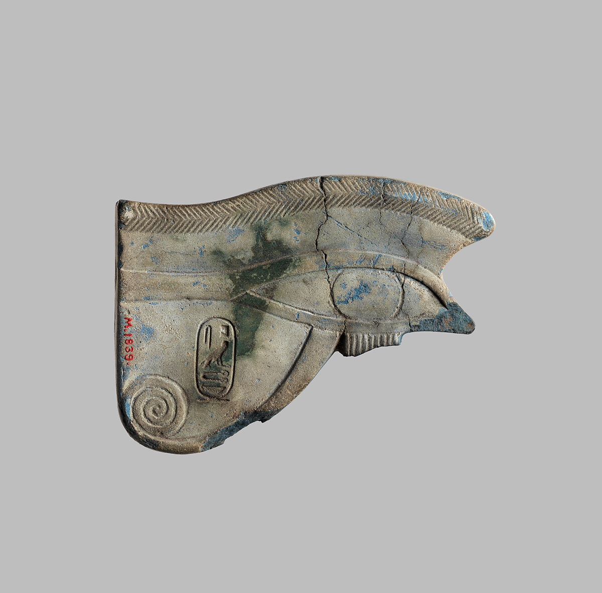 Wedjat Eye Amulet, Glazed limestone