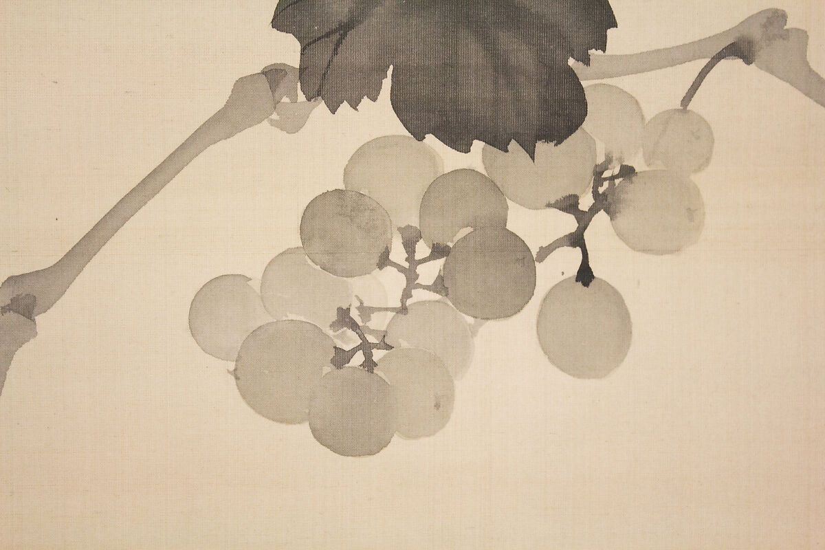 Grapevine, Matsumura Goshun (Japanese, 1752–1811), Hanging scroll; ink on silk, Japan
