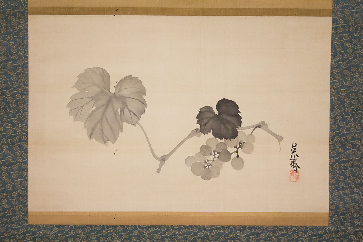 Grapevine, Matsumura Goshun (Japanese, 1752–1811), Hanging scroll; ink on silk, Japan 