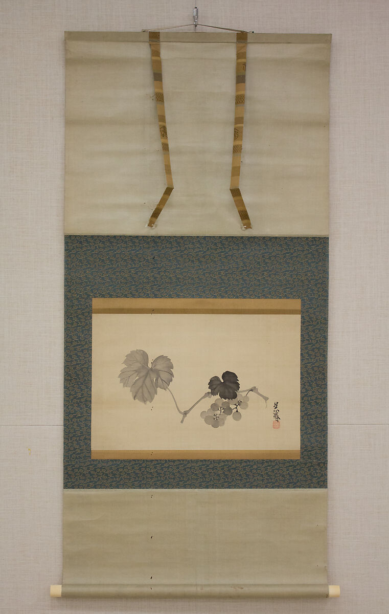 Grapevine, Matsumura Goshun (Japanese, 1752–1811), Hanging scroll; ink on silk, Japan