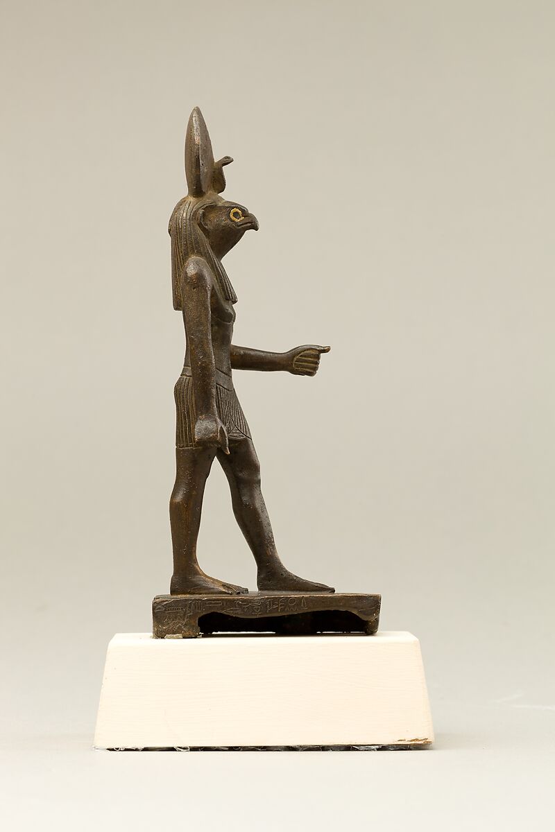 Statuette of Horus, lord of Sekhem (Letopolis), Bronze, arsenical copper, gold sheet