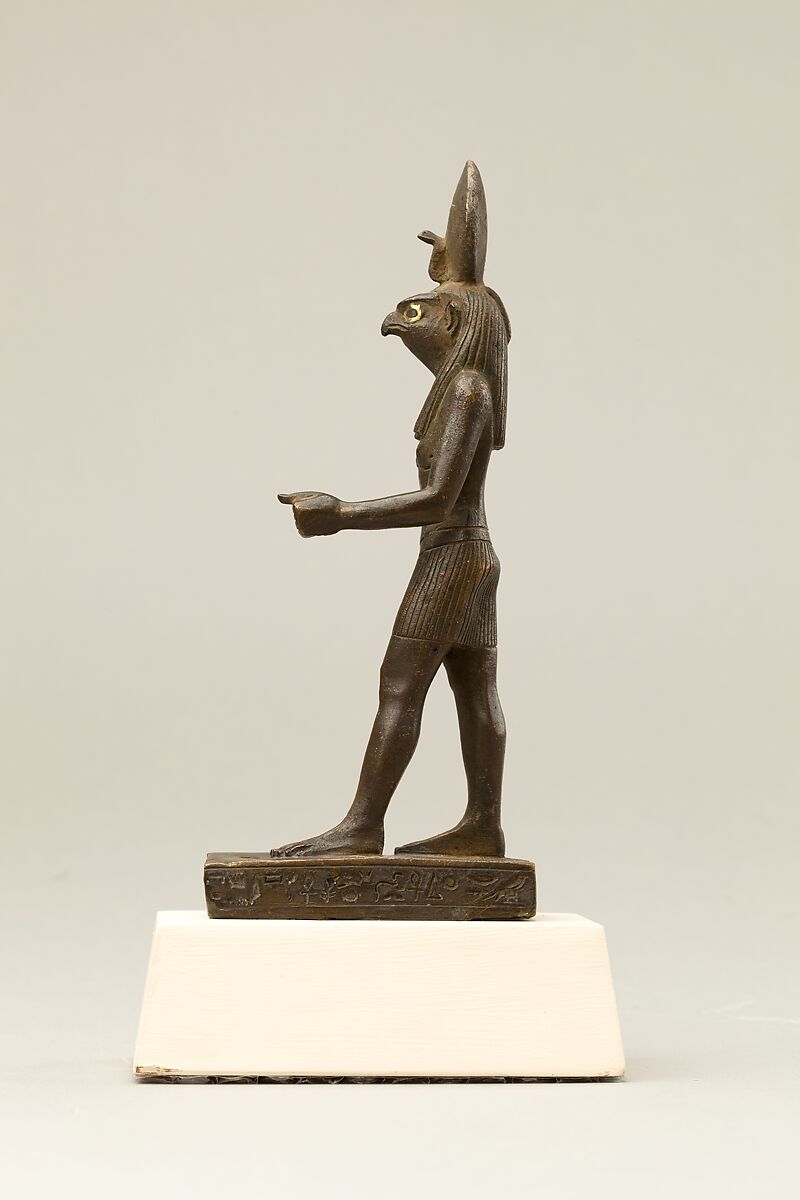 Statuette of Horus, lord of Sekhem (Letopolis), Bronze, arsenical copper, gold sheet