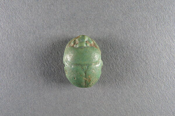 Scarab of Psamtik I or Apries, Green faience