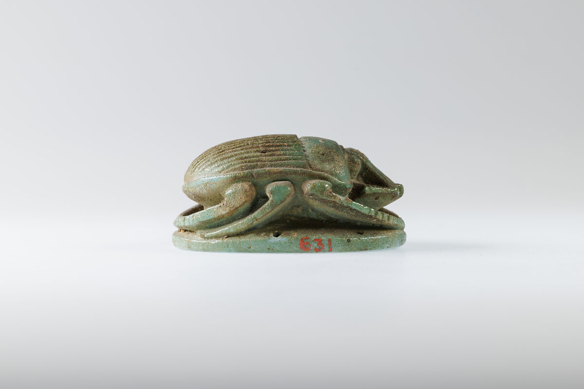 Winged Scarab Amulet, Faience