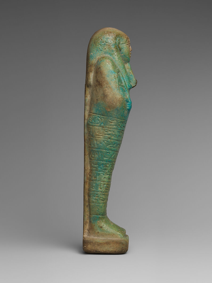 Shabti of the Treasurer of Lower Egypt Pa-abumeh, called Psamtik-seneb, Faience