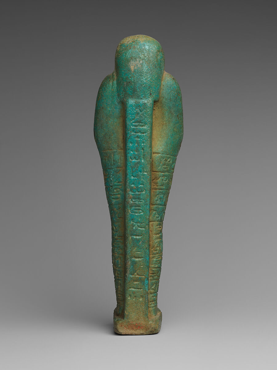Shabti of the Treasurer of Lower Egypt Pa-abumeh, called Psamtik-seneb, Faience
