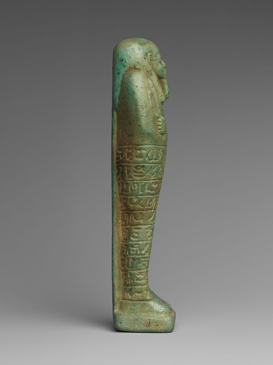Shabti of the Treasurer of Lower Egypt Pa-abumeh, called Psamtik-seneb, Faience