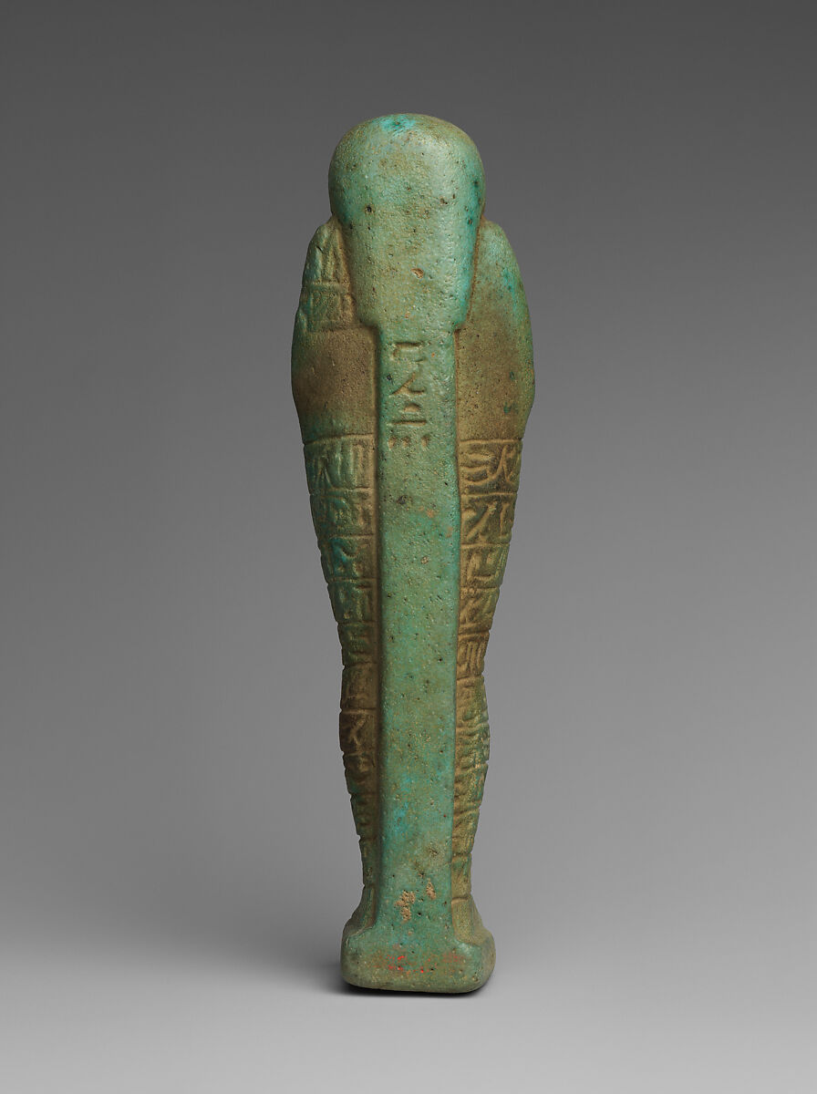 Shabti of the Treasurer of Lower Egypt Pa-abumeh, called Psamtik-seneb, Faience